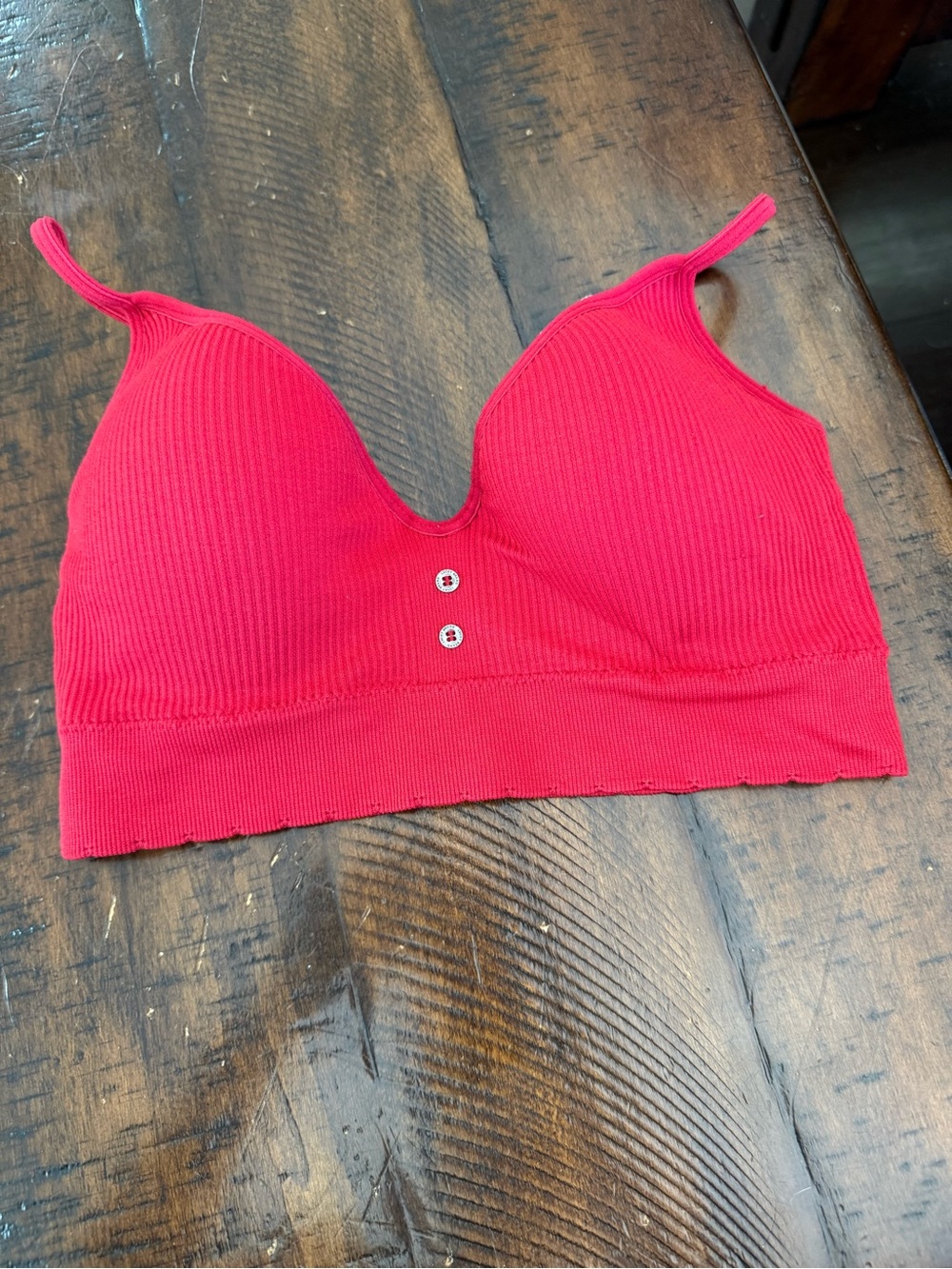 Lucky Brand Red Ribbed Cropped Bralette